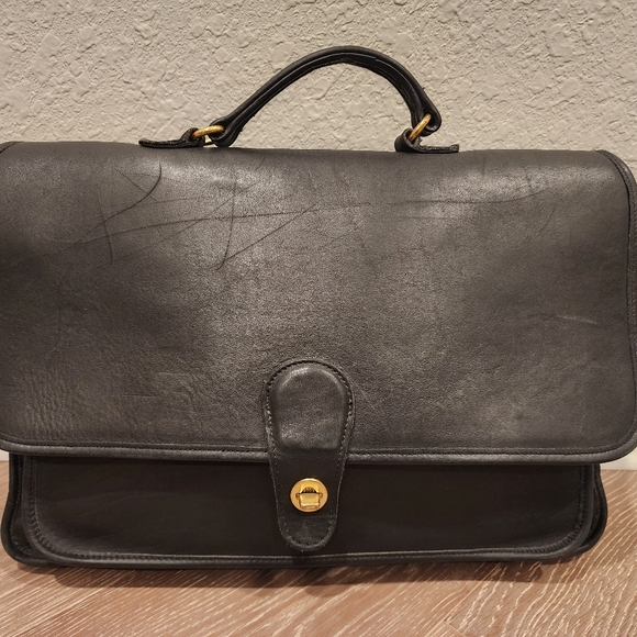 COACH VINTAGE ATTACHE CROSSBODY SHOULDER BAG BRIEFCASE BLACK LEATHER - Picture 11 of 11